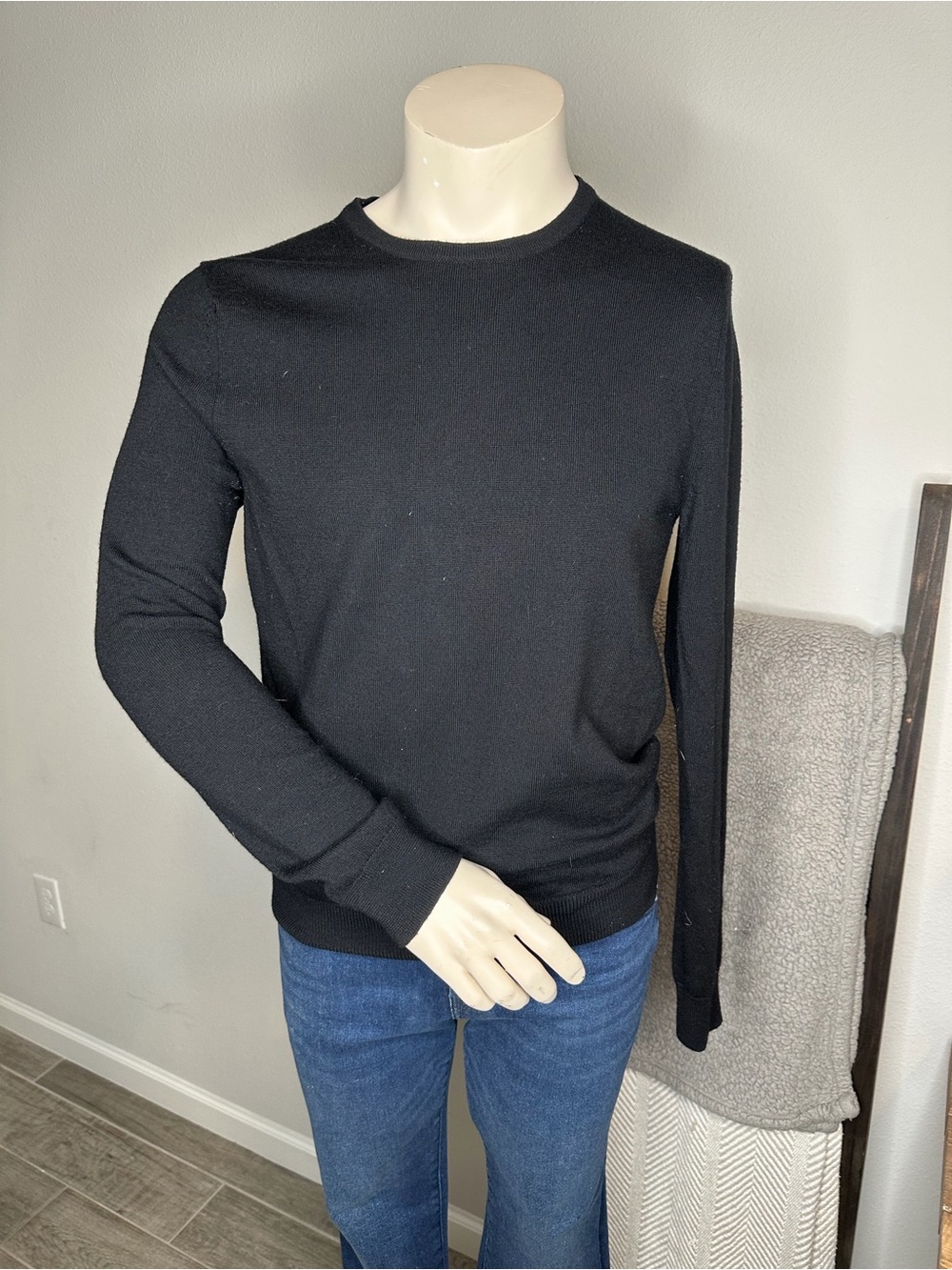 Express Black Merino Wool Crewneck Sweater